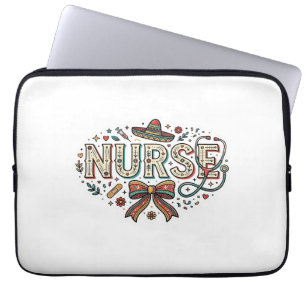 Weihnachtskrankenschwester Vintage-Stickerei-Shirt Laptopschutzhülle
