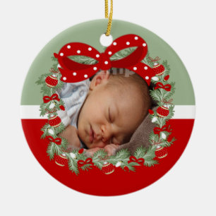 Weihnachtskranz (2 Seiten) Personalisiert Keramikornament