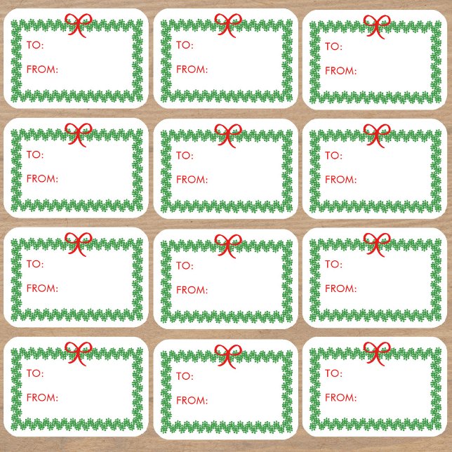Weihnachtskranz 'An und Von' Aufkleber Etiketten (Von Creator hochgeladen)