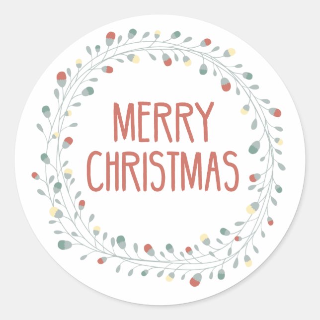 Weihnachtskranz-Aufkleber Runder Aufkleber (Vorderseite)