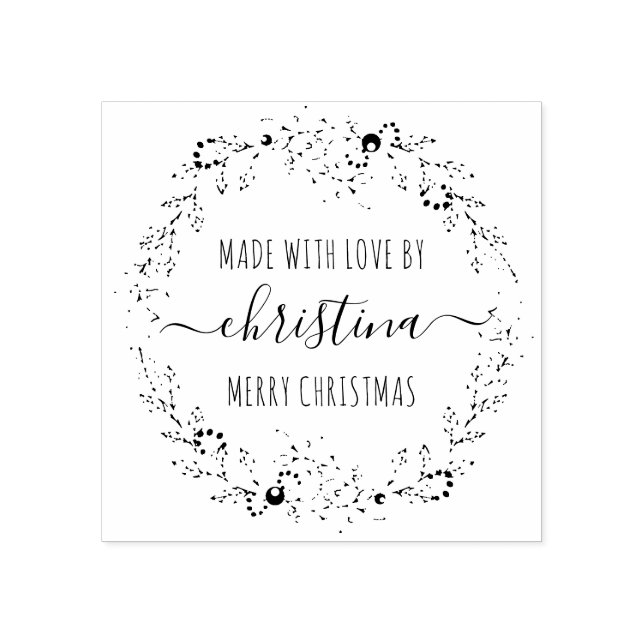Weihnachtskranz aus Liebe Personalisiert Gummistempel (Prägung)