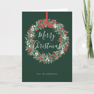 Weihnachtskranz Beeren und Schleife Feiertagskarte