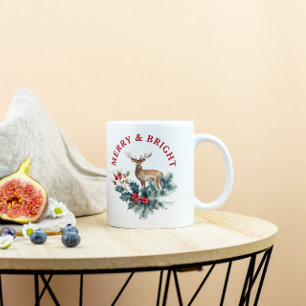 Weihnachtskranz & Braunhirsche Zweifarbige Tasse