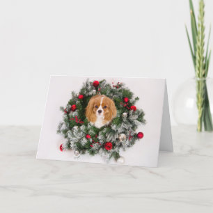 Weihnachtskranz Cavalier King Charles Karte