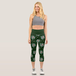 Weihnachtskranz der 1970er Jahre - Alien Capri Leggings