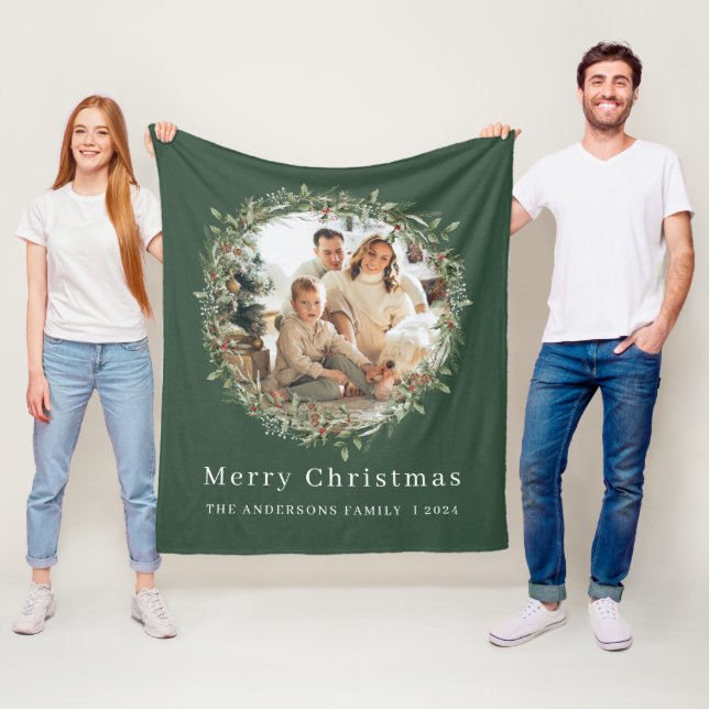 Weihnachtskranz der Modernfamilie Foto Fleecedecke (Beispiel)