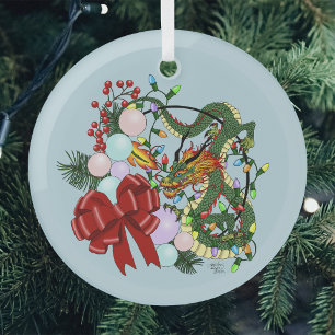 Weihnachtskranz des chinesischen Drachen Ornament Aus Glas