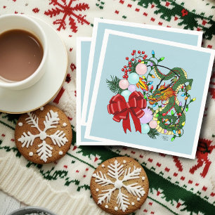 Weihnachtskranz des chinesischen Drachen Serviette