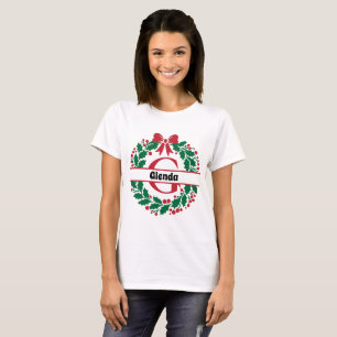 Weihnachtskranz Familie Matching Name Buchstabe G T-Shirt