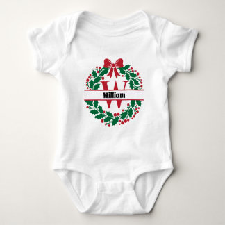 Weihnachtskranz Familie Matching Name Letter W Baby Strampler