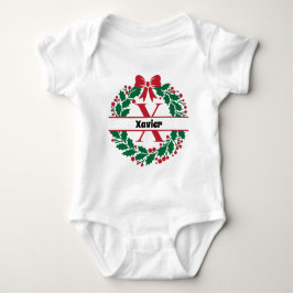 Weihnachtskranz Familie Matching Name Letter X Baby Strampler