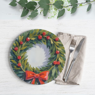 Weihnachtskranz Feiertags-Party Bemalt Pappteller