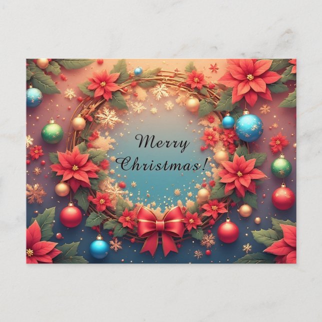 Weihnachtskranz Feiertagspostkarte (Vorderseite)