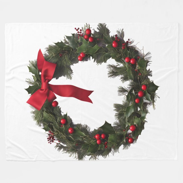 Weihnachtskranz-Flanelldecke Fleecedecke (Vorderseite (Horizontal))