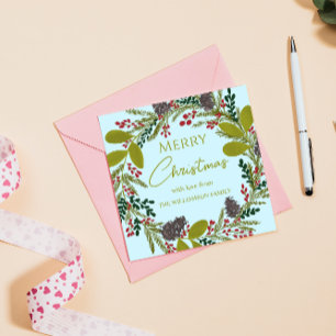 Weihnachtskranz Florale Familienname Feiertag Einladung