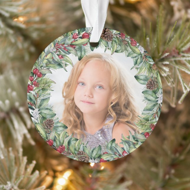 Weihnachtskranz-Foto - Doppelseitig Ornament (Baum)