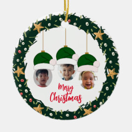 Weihnachtskranz-Foto Keramik Ornament