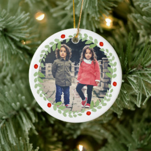 Weihnachtskranz-Foto Keramik Ornament
