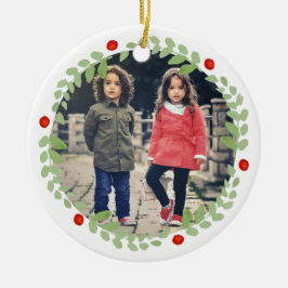 Weihnachtskranz-Foto Keramik Ornament