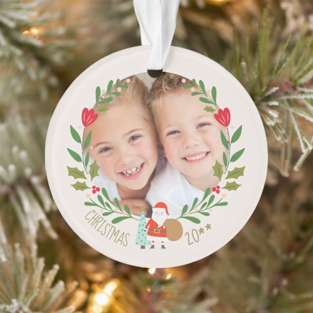 Weihnachtskranz-Foto Ornament (Baum)