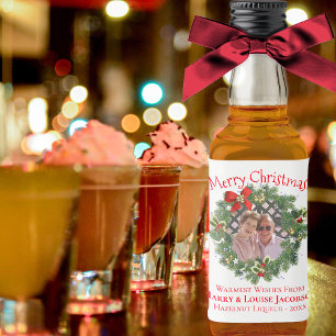 Weihnachtskranz-Fotorahmen Lustiger Feiertags-Mini Alkoholflaschenetikett