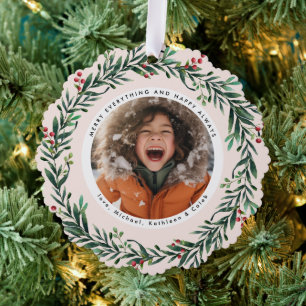 Weihnachtskranz Frohe Alles Foto Ornament Karte