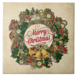 Weihnachtskranz (Frohe Weihnachten) Fliese