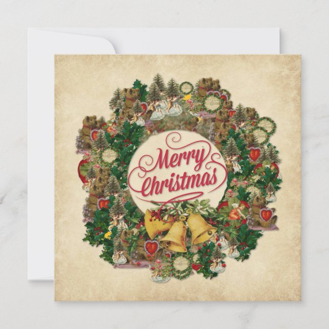 Weihnachtskranz (Frohe Weihnachten) Karte (Vorderseite)