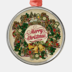 Weihnachtskranz (Frohe Weihnachten) Ornament Aus Metall