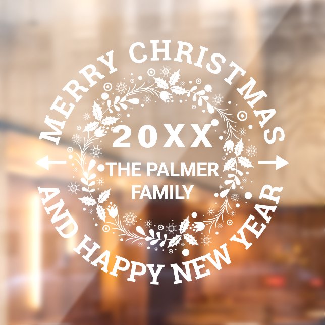 Weihnachtskranz Frohe Weihnachtsnamen hinzufügen Fensteraufkleber (Blatt 2)