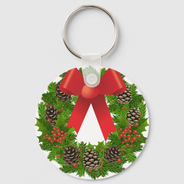 Weihnachtskranz für Feiertage Schlüsselanhänger (Vorderseite)