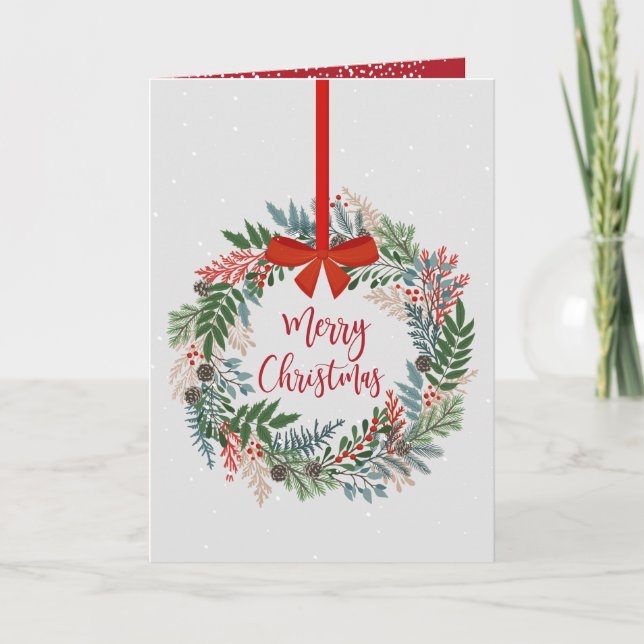 Weihnachtskranz geklappt feiertagskarte (Vorderseite)