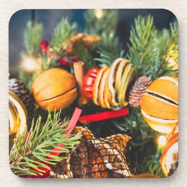 Weihnachtskranz Getränkeuntersetzer (Vorderseite)