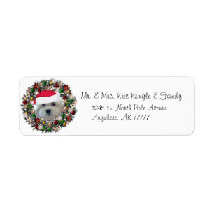 WeihnachtsKranz Havanese Adressen-Etikett