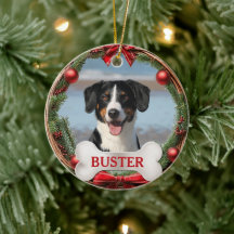 Weihnachtskranz-Hund-Foto-Tannenbaum-Schmuck aus W