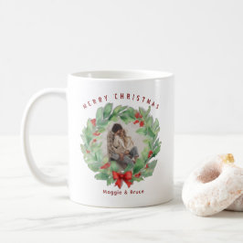 Weihnachtskranz im benutzerdefinierten Foto Kaffeetasse