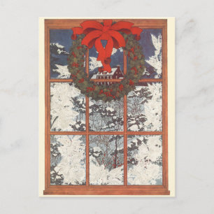 Weihnachtskranz im Schnee Feiertagspostkarte