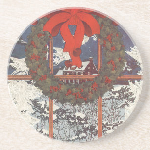 Weihnachtskranz im Schnee Getränkeuntersetzer