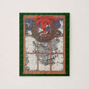 Weihnachtskranz im Schnee Puzzle