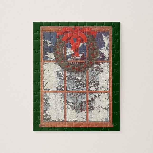 Weihnachtskranz im Schnee Puzzle (Vertikal)