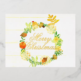 Weihnachtskranz in Aquarellfarbe. Pastel. Personal Folien Feiertagspostkarte