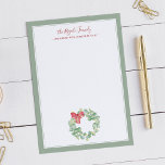 Weihnachtskranz in Aquarellfarben Vielen Dank Note Mitteilungskarte<br><div class="desc">Danke an Freunde und Familie mit meinen festlichen und eleganten personalisierten Mitteilungskarten. Sie enthalten Ihren Familiennamen oder Ihr Monogramm in einer handgeschriebenen Skripttypografie mit Ihrer personalisierten Adresse. Entworfen mit meinem handgemalten Weihnachtskranz aus eukalyptusgrün und rotem Bogen in meiner ursprünglichen Aquarellkunst über einem knusprigen weißen Hintergrund. Ein minimalistischer Rahmen von Salbei...</div>