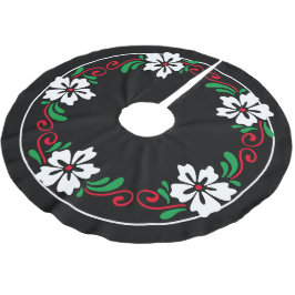 Weihnachtskranz in der Blume Weißer Hibiskus Polyester Weihnachtsbaumdecke