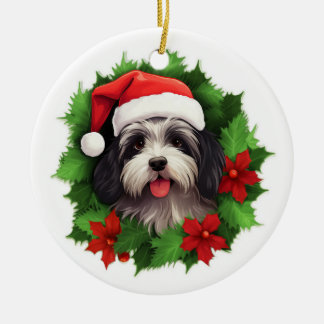 Weihnachtskranz in Havanna Keramik Ornament