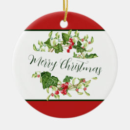 Weihnachtskranz in Wasserfarbe Keramik Ornament