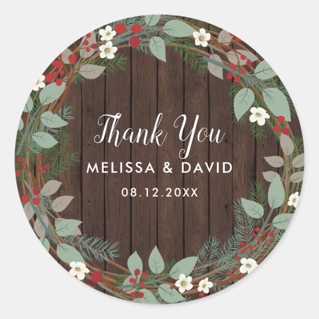 Weihnachtskranz in Woodland Danke, Stickers (Vorderseite)