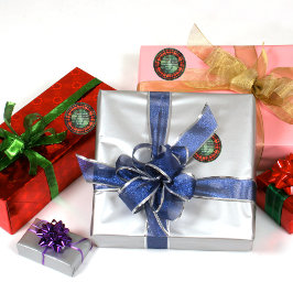 Weihnachtskranz Kariert Runder Aufkleber