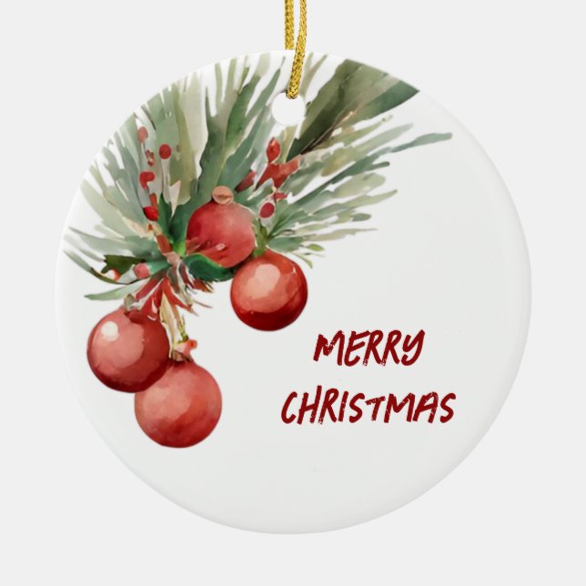 Weihnachtskranz Keramik Ornament (Vorne)