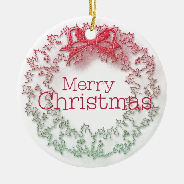 Weihnachtskranz Keramikornament (Vorne)