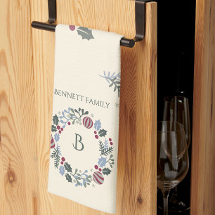 Weihnachtskranz Küchenhandtuch mit Monogramm-Gesch Geschirrtuch